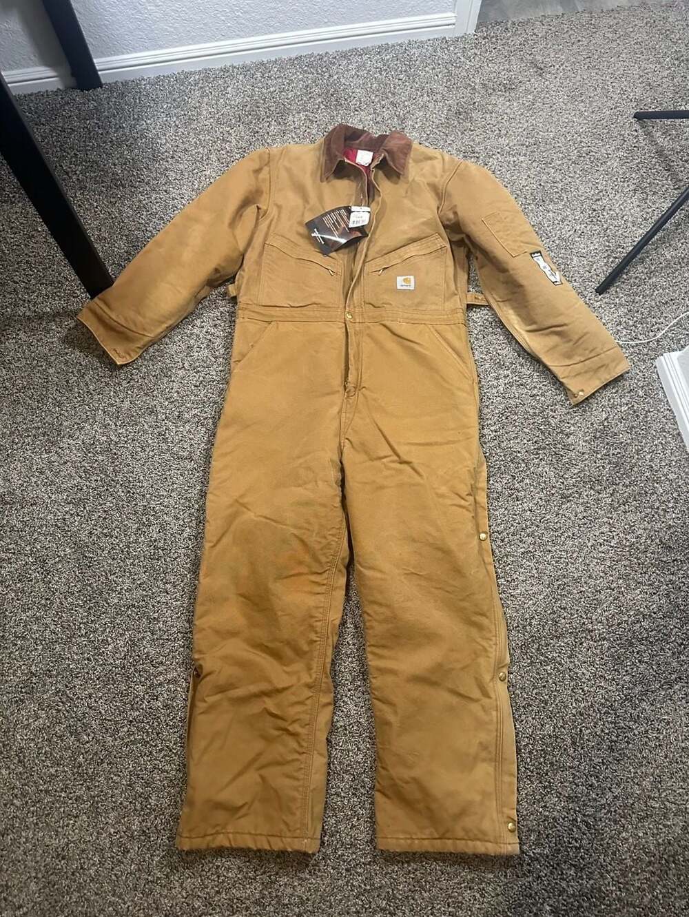 Carhartt Duck Coverall Size 46 Brown Quilt Lined